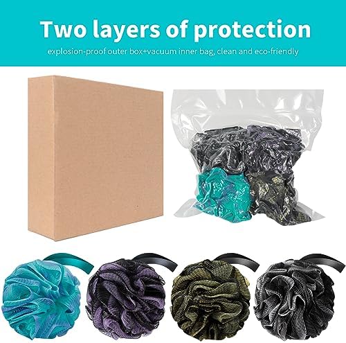 Bath Loofah Shower Sponge Body Back Scrubber Soft Mesh Shower Puffs Exfoliating Loofa for Women & Men Bath Accessories Cleaning Tool (Pack of 4 60G Loofah, Dark Elf) - Image 8