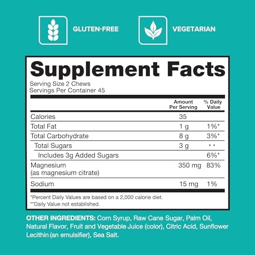 Qunol Magnesium Citrate Soft Chews, 350mg Extra Strength Magnesium Supplement, High Absorption to Support Nerve, Bone and Muscle Health, 90 Count - Image 3