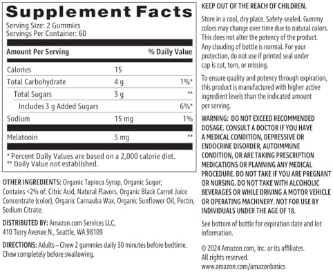 Amazon Basics Melatonin 5mg, 120 Gummies (2 per Serving), Strawberry (Previously Solimo) - Image 5