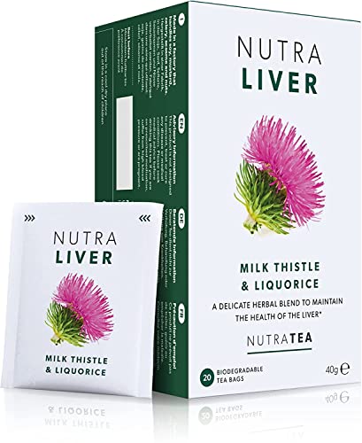 NUTRALIVER - Detox Tea for Liver Cleansing and Support - With Milk Thistle, Turmeric & Fennel - 20 Tea Bags - Herbal Tea by Nutra Tea
