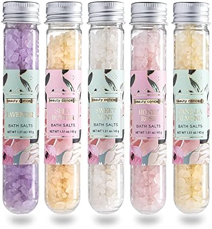B.C. Beauty Concepts Aromatherapy Bath Salts- Epsom Salts for Soaking, Relaxing Bath Spa Set, Scented in Vanilla Almond, Shea Butter, Sweet Mint, Honey Rose, and Lavender, Sage Floral