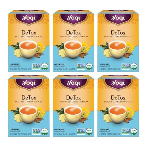 Yogi Tea DeTox Tea - 16 Tea Bags per Pack (6 Packs) - Organic Detox Tea for Digestive & Circulation Support - Includes Burdock, Dandelion, Ginger Root, Black Pepper, Cardamom & Juniper Berry