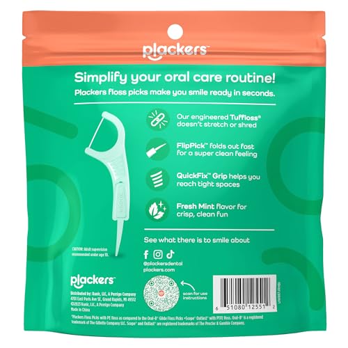 Plackers Micro Line Dental Floss Picks, Fold-Out FlipPick, Tuffloss, Easy Storage with Sure-Zip Seal, Fresh Mint Flavor, 300 Count - Image 2