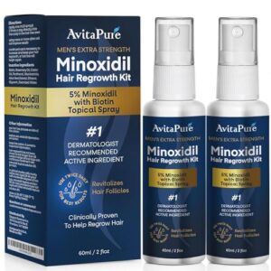 5% Minoxidil Hair Growth Serum for Men - Extra Strength Treatment to Combat Hair Loss and Thinning (2 Pack)