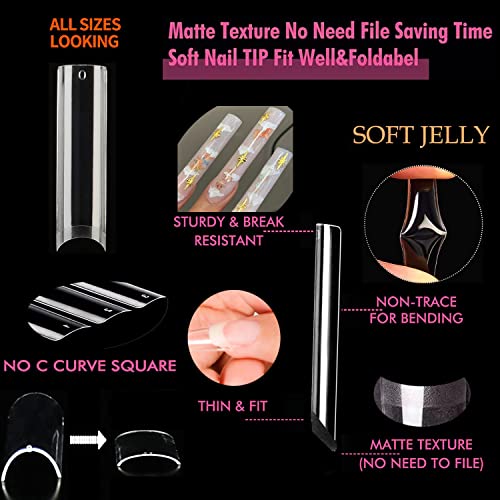 UNA GELLA Tapered Square Nail XXL Tips 120 PCS No C Curve Gel Extra Long Straight Nails Half Fake Trace for Acrylic Home DIY with Box - Image 4