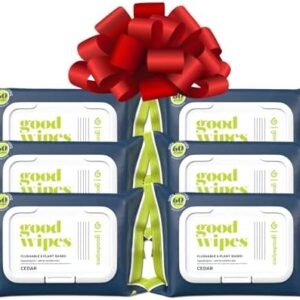 Goodwipes Flushable Butt Wipes Made w/Soothing Botanicals & Aloe – Soft & Gentle Wet Wipe Dispenser for Home Use, Septic & Sewer Safe – Largest Adult Toilet Wipes – Cedar, 360 count (6 packs)