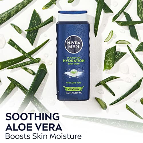 NIVEA MEN Maximum Hydration Body Wash with Aloe Vera, Long-Lasting Hydrating Body Wash for Men, 3 Pack of 16.9 Fl Oz Bottles - Image 6