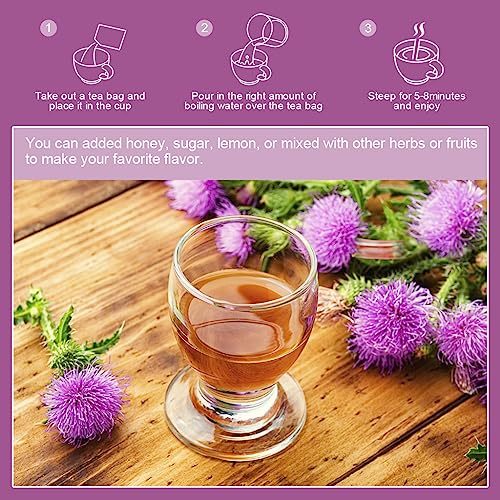 WOGORGT Dried Milk Thistle Tea - Organic Milk Thistle Herbal Tea for Liver Cleanse, Antioxidant and Immune Support, Caffeine Free - 30 Tea Bags - Image 6