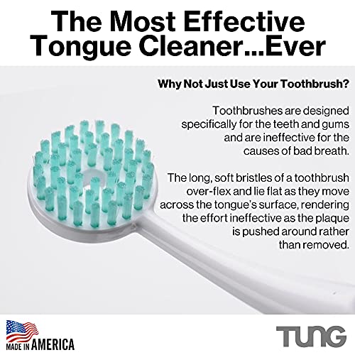Tung Tongue Brush & Gel Kit | Tongue Cleaner for Adults | Tongue Scraper to Fight Bad Breath and Halitosis | Mouth Odor Eliminator | Fresh Mint | Made in America (Set of 1) - Image 3