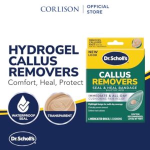 Dr. Scholl’s CALLUS REMOVER Seal & Heal Bandage with Hydrogel Technology, 4ct // Removes Calluses Fast And Provides Cushioning Protection Against Shoe Pressure And Friction For All-Day Pain Relief