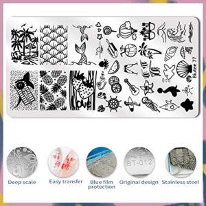 Biutee Nail Art Stamping Plate Set Nail Stamping Kit with Silicone Nail Stamper Flower Leaves Animal Lace Star Holiday Design Nail Stamp Plate Christmas Nail Stamp Template
