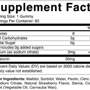 Vitamatic Sugar Free Melatonin 30mg per Gummy – 60 Servings – 60 Vegetarian Gummies – Non-Habit Forming Supplement (60 Count (Pack of 1))