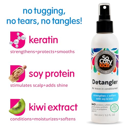 SoCozy Detangler Leave-In Conditioner Spray For Kids Hair Strengthens and Softens, No Parabens, Sulfates, Synthetic Colors or Dyes, 5.2 Fl Oz (580A) - Image 3