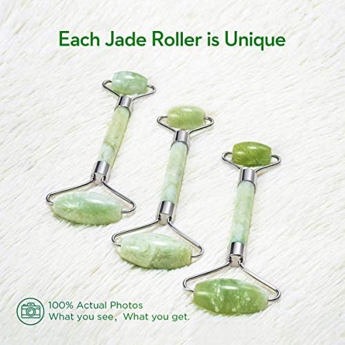 kimkoo Jade Roller and Gua Sha for Face-3 in 1 Kit with Facial Massager Tool,100% Real Natural Jade Stone Anti Aging,Face Beauty Set for Eye Anti-Wrinkle - Image 4