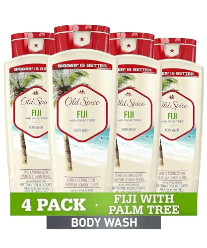 Old Spice Body Wash for Men, 24/7 Shower Fresh with Long Lasting Scent, Fiji with Palm Tree Scent, 18 fl oz (Pack of 4)