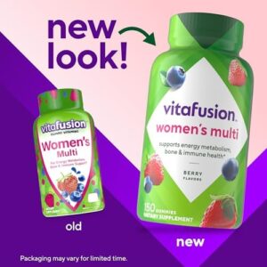 Vitafusion Womens Multivitamin Gummies, Berry Flavored Daily Vitamins for Women With Vitamins A,C,D,E,B-6 and B-12, America’s Number 1 Gummy Vitamin Brand, 75 Days Supply, 150 Count (Package May Vary)