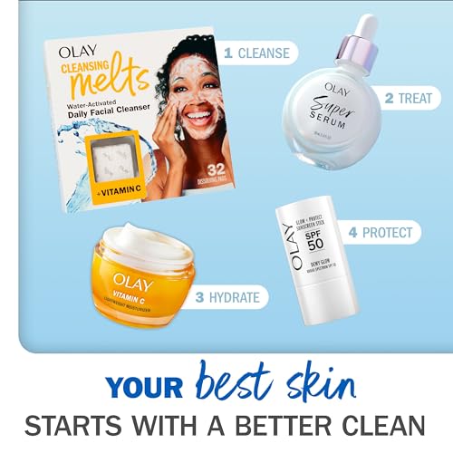 Olay Cleansing Melts + Vitamin C Face Cleanser, 64 ct. total (2 x 32 ct.), Water-Activated Face Wash to Clean, Tone, and Refresh - Image 9