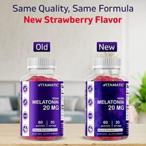 Vitamatic Melatonin 20mg Gummies for Adults, 30 Servings – 60 Vegetarian Gummies – Non-Habit Forming Supplement (60 Gummies (Pack of 1))