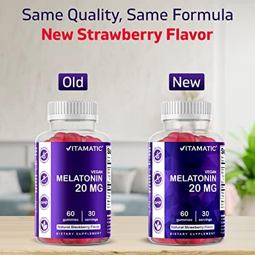 Vitamatic Melatonin 20mg Gummies for Adults, 30 Servings - 60 Vegetarian Gummies - Non-Habit Forming Supplement (60 Gummies (Pack of 1)) - Image 2