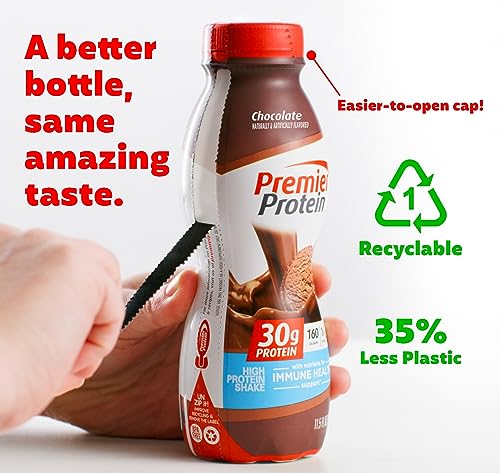 Premier Protein Shake, Chocolate, 30g Protein 1g Sugar 24 Vitamins Minerals Nutrients to Support Immune Health, 11.5 fl oz (Pack of 12) - Image 4