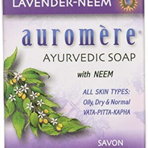 Auromere Ayurvedic Bar Soap, Lavender Neem - Eco Friendly, Handmade, Vegan, Cruelty Free, Natural, Non GMO (2.75 oz), 1 pack