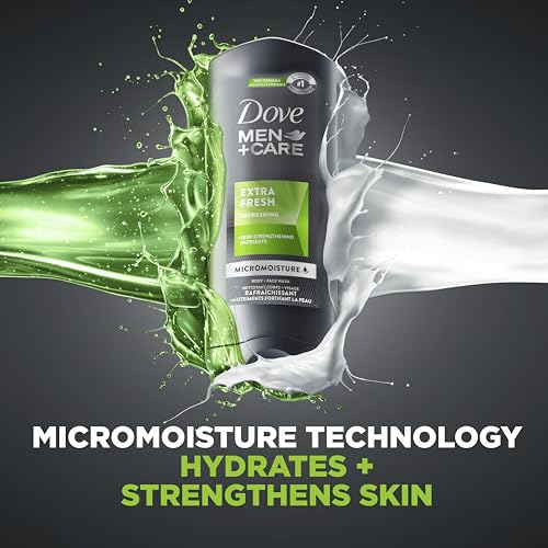 Dove Men+Care Body Wash Extra Fresh 4 Count for Men's Skin Care Body Wash Effectively Washes Away Bacteria While Nourishing Your Skin 18 oz - Image 4