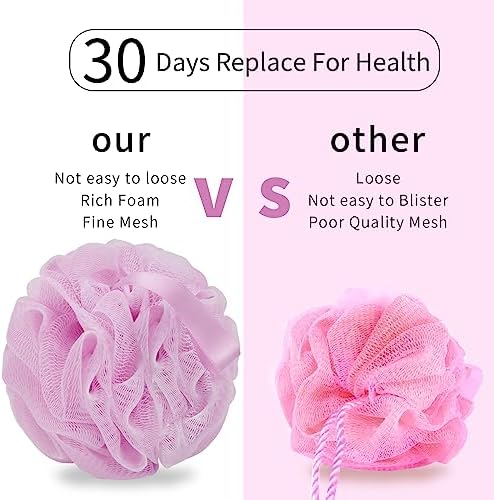 Bath Loofah Sponge Body Scrubber Shower Sponge Exfoliating Mesh Pouf Shower Ball Bath Sponges for Women and Men Bathing Accessories (4Pack 50G Colorful) - Image 3