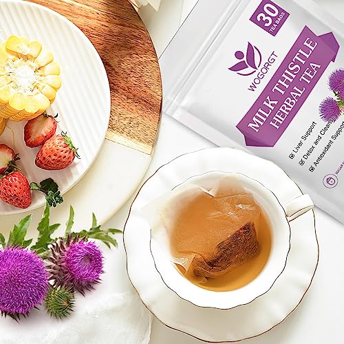 WOGORGT Dried Milk Thistle Tea - Organic Milk Thistle Herbal Tea for Liver Cleanse, Antioxidant and Immune Support, Caffeine Free - 30 Tea Bags - Image 8
