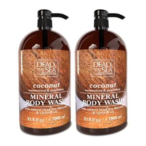 Dead Sea Collection Coconut Body Wash for Women and Men - with Pure Dead Sea Minerals and Coconut Oil - Cleanses and Moisturizes Skin - Pack of 2 (67.6 fl. oz)