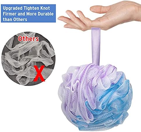 Bath Shower Loofah Sponge 60g Bath Mesh Pouf Shower Ball Body Scrubber Exfoliating Bath Sponge for Women and Men, Set of 4, Flower - Image 3