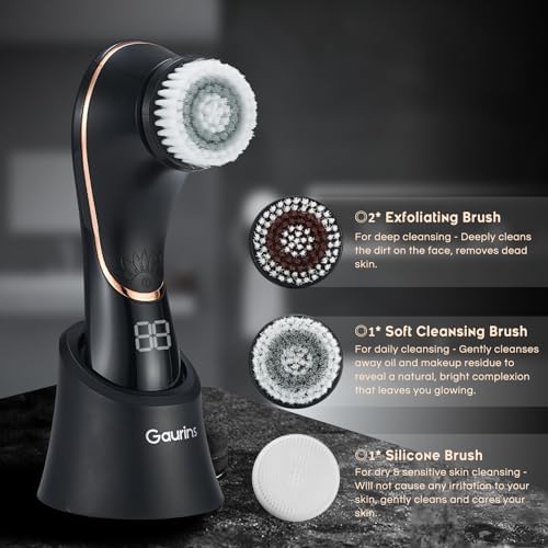 Facial Cleansing Brush Face Scrubber Exfoliator Rechargeable IPX7 Waterproof Electric Spin Cleanser Device for Exfoliating, Massaging and Deep Cleansing Removing Blackhead, Face Massaging - Image 3