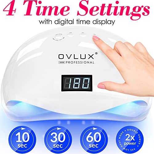 OVLUX UV LED Nail Lamp 180W, Professional Nail Dryer Machine, Best Gel UV LED Nail Lamp for Fingernail & Toenail Gel Based Polishes – Nail Curing Light with 57 pcs LEDs, 4 Timer Settings - Image 6