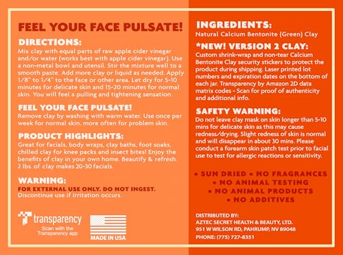 Aztec Secret – Indian Healing Clay 1 lb – Deep Pore Cleansing Facial & Body Mask – The Original 100% Natural Calcium Bentonite Clay – New Version 2 - Image 2