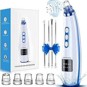 Newest Blackhead Remover Pore Vacuum Upgraded Facial Pore Cleaner Electric Comedone Whitehead Extractor Tool-5 Suction Power,5 Probes,USB Rechargeable Blackhead Vacuum Kit for Women & Men