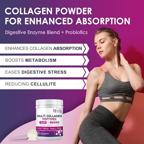 NATURE TARGET Multi Collagen Peptides Powder - Type I, II, III, V, X - Hydrolyzed Collagen Peptides with Vitamin C Hyaluronic Acid, Supports Skin Hair Nail & Joint, Grass-Fed, Non-GMO, 35 Servings - Image 5