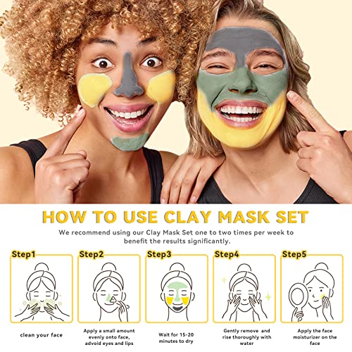 ANAI RUI Turmeric Clay Mask - Green Tea Clay Mask - Dead Sea Minerals Mud Mask, Spa Facial Mask Set, Face Mask Gift Set 2.5 oz each - Image 6
