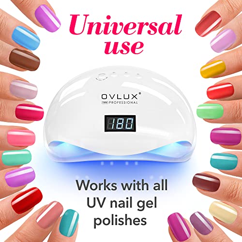 OVLUX UV LED Nail Lamp 180W, Professional Nail Dryer Machine, Best Gel UV LED Nail Lamp for Fingernail & Toenail Gel Based Polishes – Nail Curing Light with 57 pcs LEDs, 4 Timer Settings - Image 2