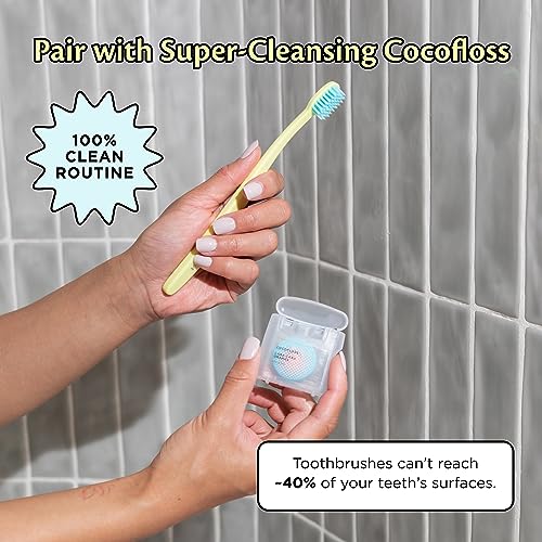 Cocofloss Cocobrush, Ultra-Soft Manual Toothbrush, Dentist-Designed, Gentle on Gums, Made from Recycled Plastic, Tickled Pink - Image 4
