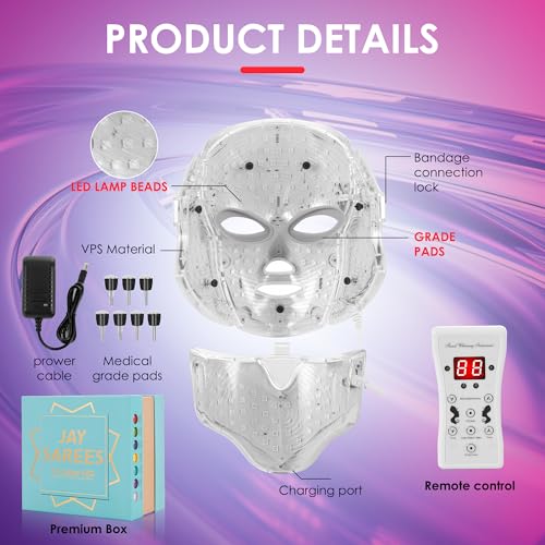 Red-Light-Therapy-for-Face, Led Face Mask Light Therapy, 7-1 Colors LED Facial Skin Care Mask (White) - Image 4