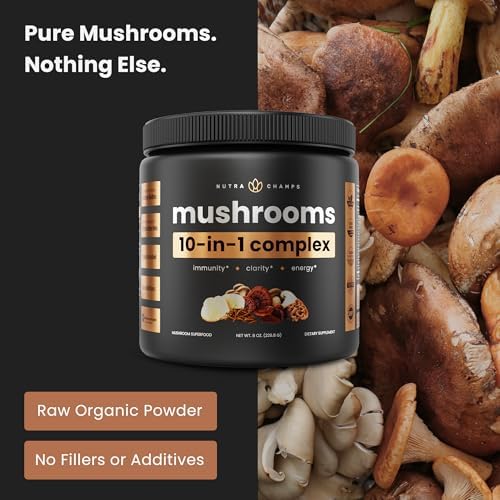 Organic Mushroom Powder - 10-in-1 Complex - Lions Mane, Reishi, Shiitake, Chaga, Turkey Tail, Cordyceps, Maitake & More - Mushroom Supplement Powder Blend for Memory, Focus & Immune Support - 8oz - Image 6