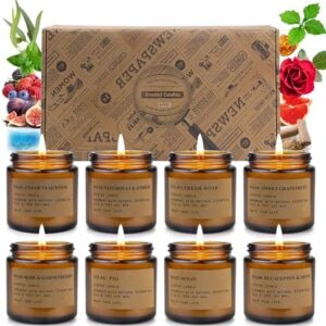 8 Pack Candles for Home Scented, Aromatherapy Jar Candle Gifts for Women, Natural Soy Wax Amber Candles Set, Scented Candles Set for Birthday Valentine Mother's Christmas Day Present