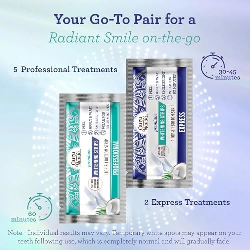GuruNanda Teeth Whitening Strips - 7-Day Treatment with Non-Slip, Dry Strip Technology - Whitening Designed with Care for a Brighter Smile - Image 6