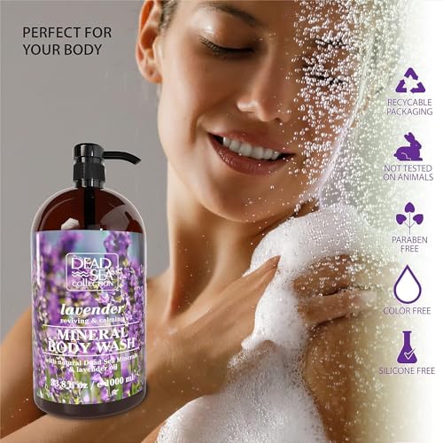 Dead Sea Collection Lavender Body Wash for Women and Men - with Pure Dead Sea Minerals and Lavender Oil - Gentle Cleanses and Moisturizes Skin (33.8 fl. oz) - Image 3