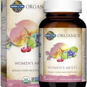 Garden of Life Organics Organic Multivitamin for Women - Womens Multi with Vitamin C, D, Folate, B6, B12, Biotin, Iron, Vegan Whole Food Vitamins for Women, Energy, Skin, Nails, 60 Tablets