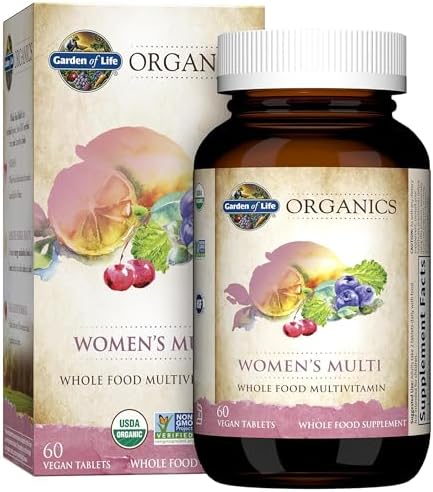 Garden of Life Organics Organic Multivitamin for Women - Womens Multi with Vitamin C, D, Folate, B6, B12, Biotin, Iron, Vegan Whole Food Vitamins for Women, Energy, Skin, Nails, 60 Tablets