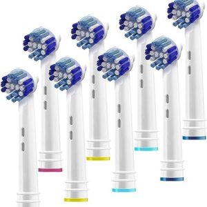 Replacement Brush Heads Compatible with OralB Braun- Pack of 8 Professional Electric Toothbrush Heads- Precision Refills for Oral-b 7000, Clean, Oral B Pro 1000, 9600, 500, 3000, 8000, Vitality Plus!