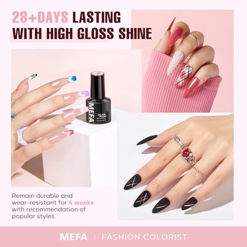 MEFA 56 Pcs Gel Nail Polish Kit with U V Light, 32 Colors All Seasons Soak Off Gel Polish Nail Set with Matte/Glossy Base Top Coat Essential Manicure Tools Nails Art DIY Gifts - Image 2