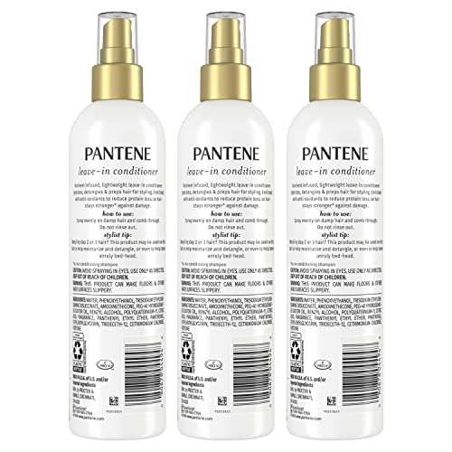 Pantene Conditioning Detangler Spray, Pro-V Repair & Protect, Nutrient Boost for Damaged Hair, Antioxidant Enriched, Leave-In Conditioner, Smooth & Shine, Sulfate-Free, 8.5 Fl Oz, 3 Pack - Image 9