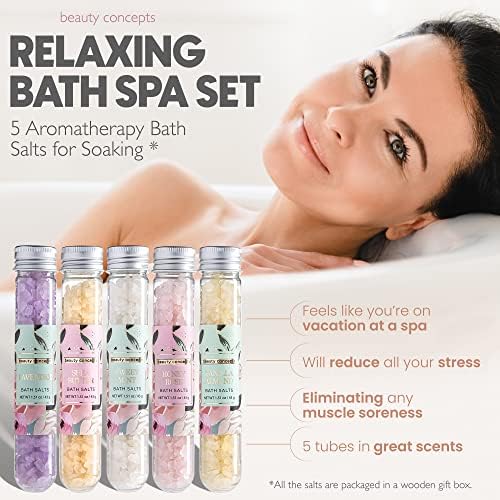B.C. Beauty Concepts Aromatherapy Bath Salts- Epsom Salts for Soaking, Relaxing Bath Spa Set, Scented in Vanilla Almond, Shea Butter, Sweet Mint, Honey Rose, and Lavender, Sage Floral - Image 5