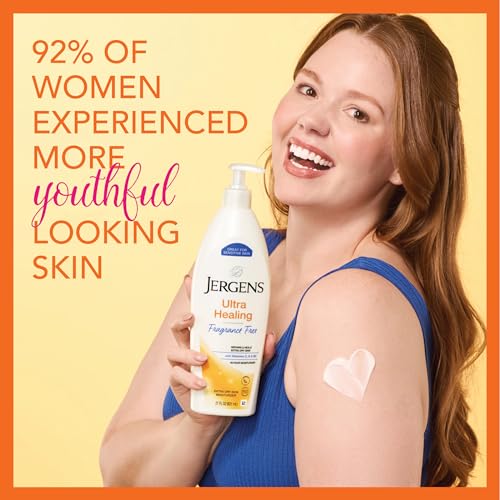 Jergens Ultra Healing Moisturizer for Dry Skin, Hand and Body Lotion for Men and Women, Fragrance Free, with Vitamins C, E and B5, 21 Oz - Image 4